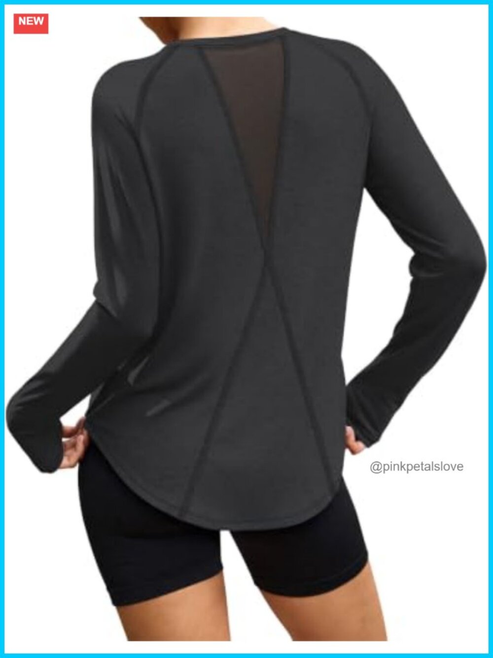 Women's Long Sleeve Workout Top Quick-Dry Mesh Back Gym Shirt
